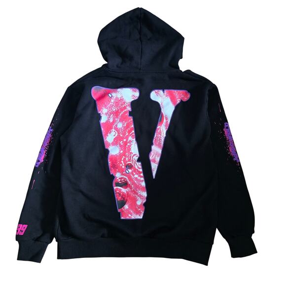 999 Club Juice Wrld Vlone Galaxy Hoodie Pullover Black Size M - Picture 2 of 8